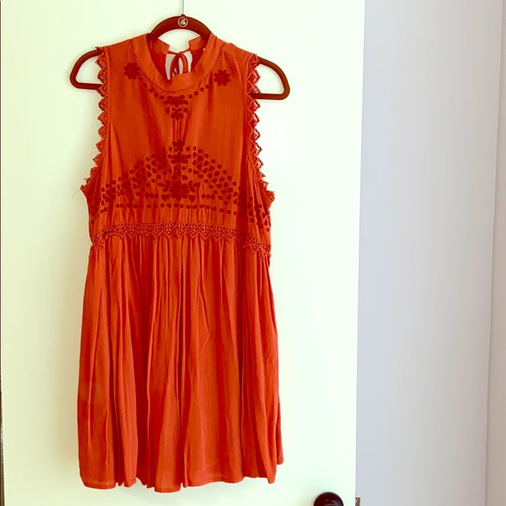 Burnt orange backless dress